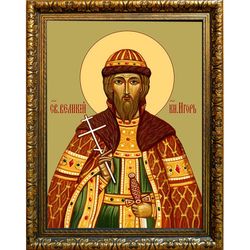 Игорь Черниговский Святой благоверный князь. Икона на холсте.