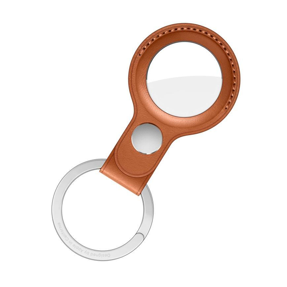 Кожаный брелок с заводным кольцом Apple Leather Key Ring для AirTag, Золотисто-коричневый