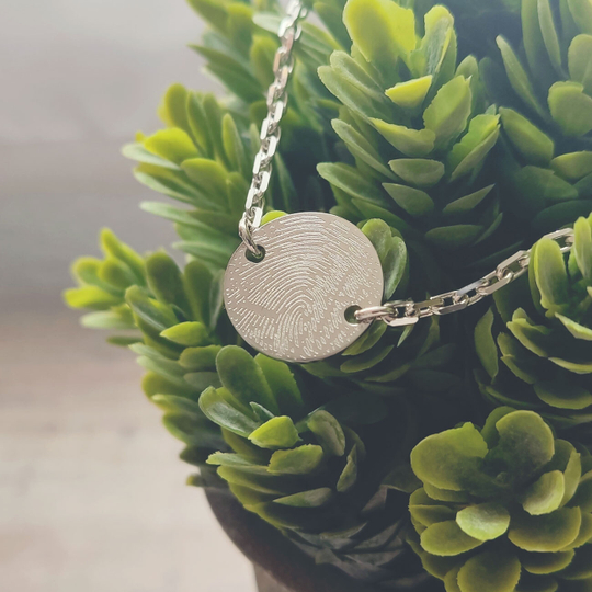 Серебряный браслет с отпечатком пальца, гравировка на заказ, 16 мм (ручная работа)