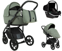 Детская коляска Roan Bass Next 3 в 1 с автокреслом Tutis Elo Black BSN/43/2 Sage Green/Black/ руч.Black