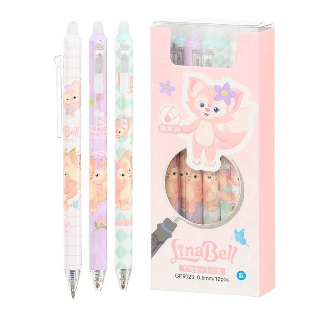 Ручка гелевая, пиши-стирай, автоматическая, Basir, синие чернила, серия &quot;Lina Bell&quot;, 3 цвета корпуса, 12 шт