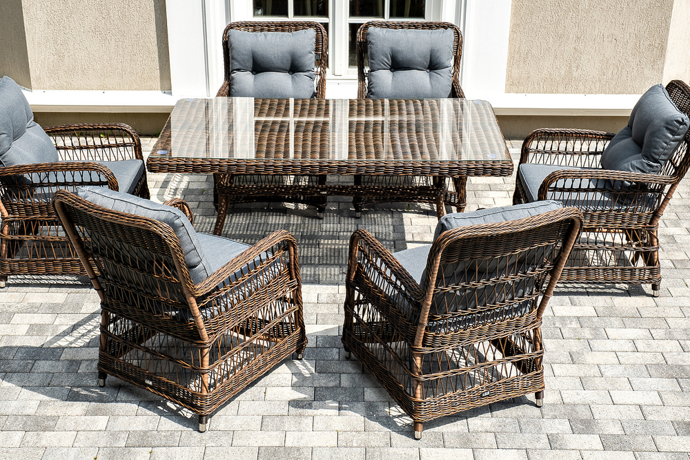 "Цесена" обеденная группа плетеная из искусственного ротанга, цвет коричневый