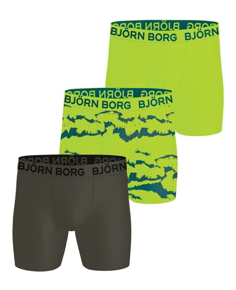 Мужские спортивные боксеры Björn Borg Sports Microfiber 3P - green/print