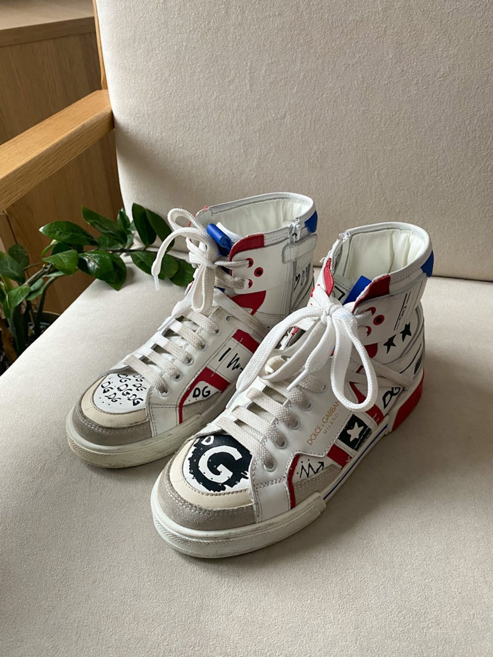 Высокие кожаные кеды  Dolce&Gabbana, 34,5