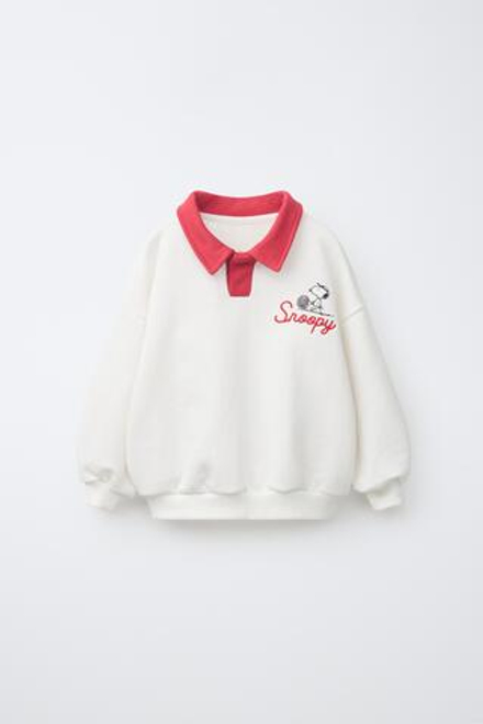 ZARA ТОЛСТОВКА-ПОЛО С ВЫШИВКОЙ SNOOPY PEANUTS™, ЭКРЮ