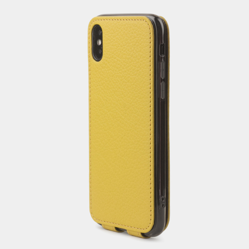 Чехол для iPhone X/XS из натуральной кожи теленка, желтого цвета
