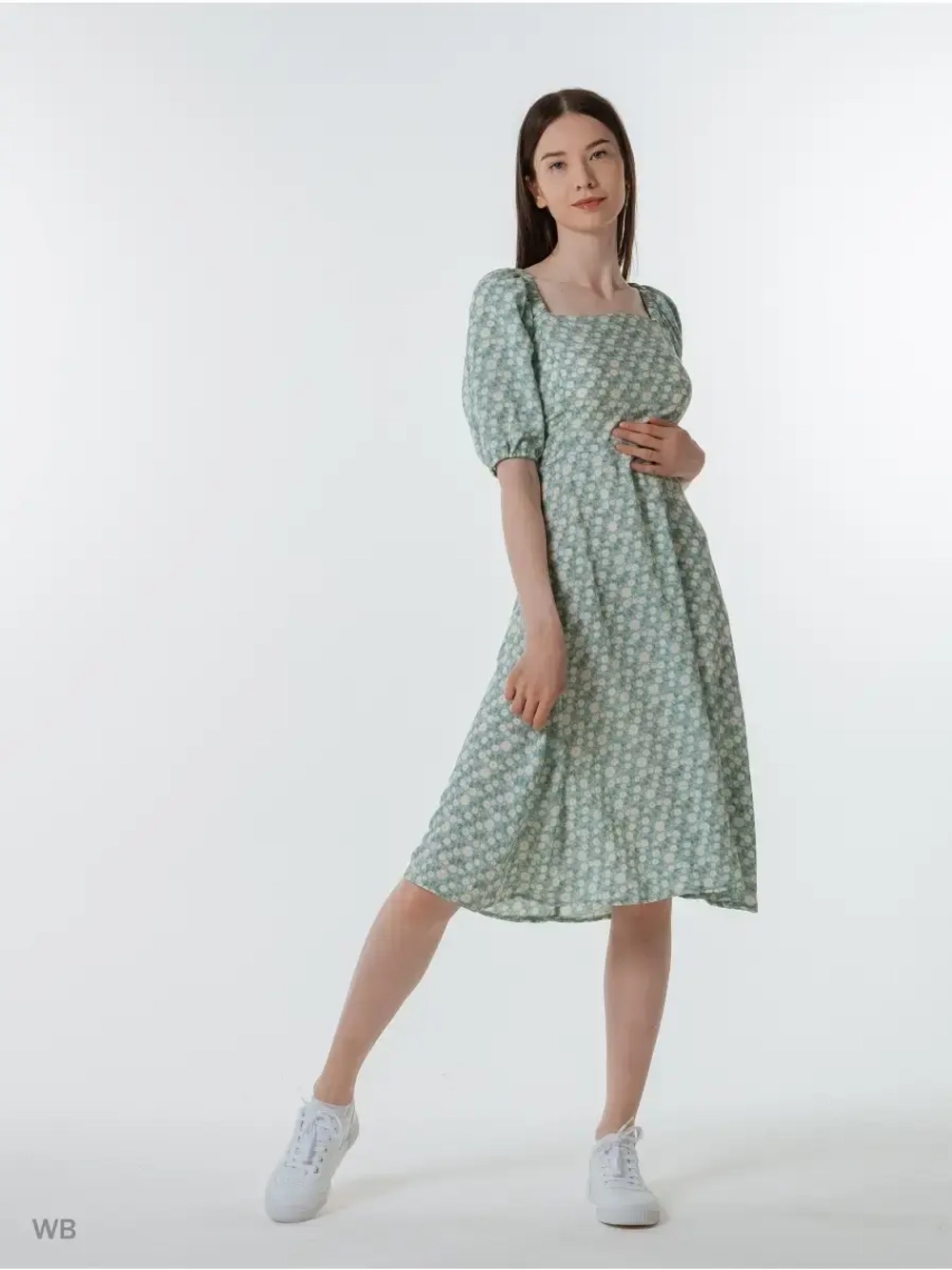 Платье летнее легкое крестьянка в цветочек