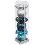 Набор шаров "Winter ice" 10 см + 5 см-15 предм. Серебро/Сапфир/Голубой