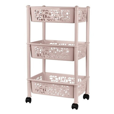 Этажерка Keeplex Light на колесиках трехсекционная прямоугольная 37х29х69см бежевый топаз