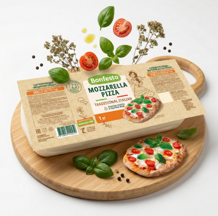Сыр Моцарелла Пицца 40% 1 кг Bonfesto, Беларусь