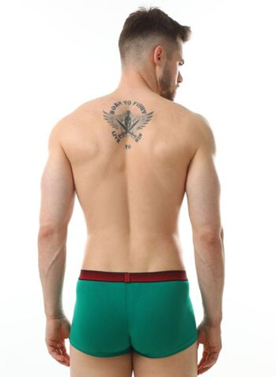 Мужские трусы-боксеры с контрастной тесьмой (Размер: XL) (Цвет: зеленый)