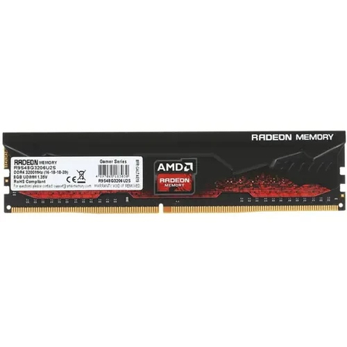 Модуль памяти DIMM DDR4 8Gb, 3200Mhz, AMD R9 Gamers Series Black (R9S48G3206U2S)
