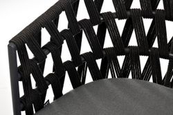 "Диего" стул плетеный из роупа, основание дуб, каркас из стали темно-серый (RAL7024) муар, роуп темно-серый круглый, ткань серая