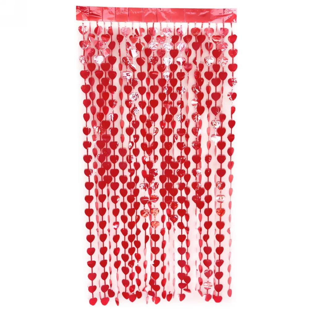 Занавес фольгированный «Сердце» ш1м, в2м (матовый), красный