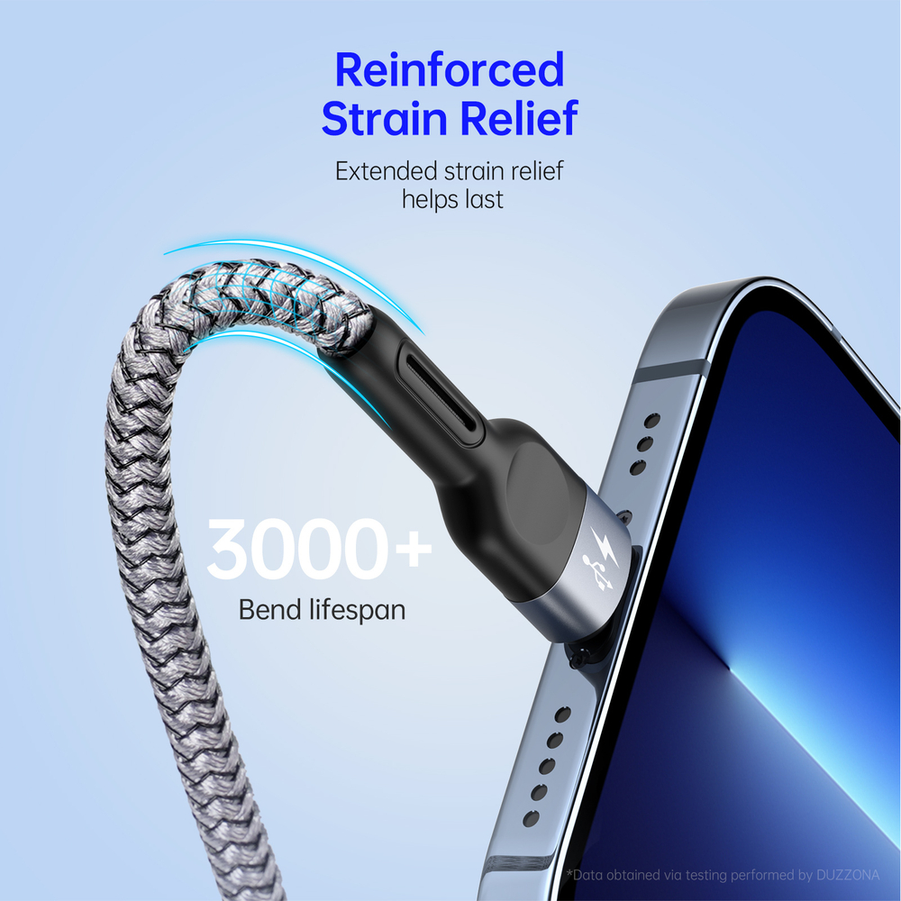Кабель 3 в 1 в тканевой оплетке черного цвета от Duzzona с разъемами Type C, Lightning и Micro USB, серия A3 Cable, длина 1,3м
