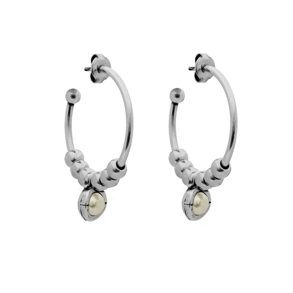 Серьги-кольца Ciclon Esencia с серебряным покрытием и жемчугом Swarovski A211604-40 BW/S