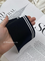 Воротник трикотажный черный с тонкими белыми полосками 0,4 м, ширина 8 см