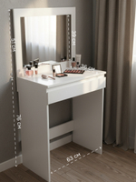 Туалетный столик, 66х38х127, Марм, с зеркалом и ящиком, белый, Dipriz