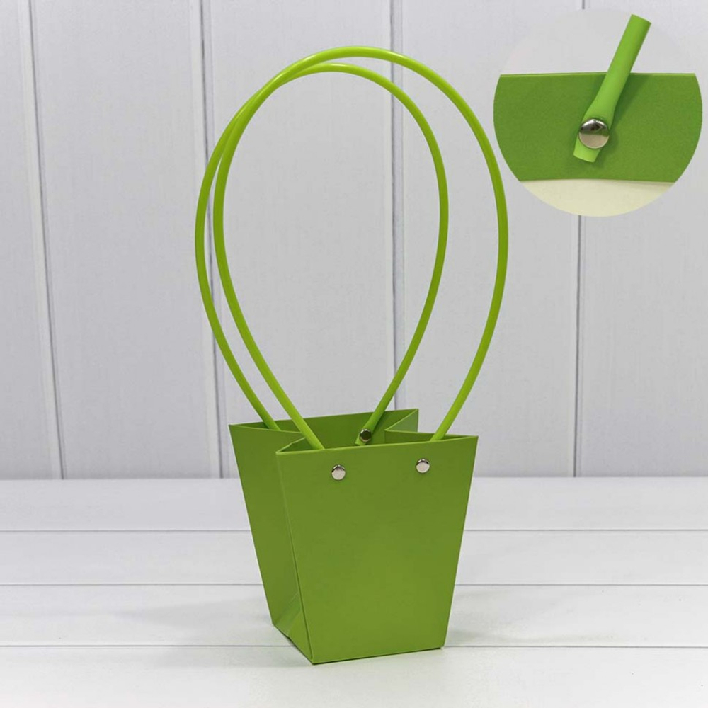 Пакет подарочный 12.5х12х8см Ваза для цветов (Салатовый)