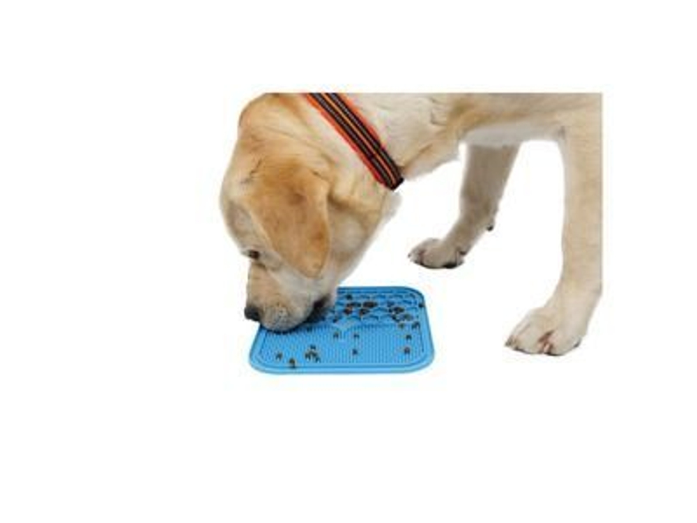 M-PETS Лизательный коврик для домашних животных, голубой, размер L, 30x30x1 см, цвет голубой
