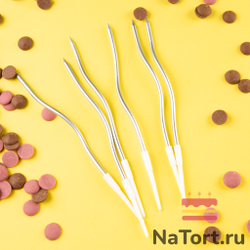 Набор свечей для торта «Волна» (серебряный металлик, 15 см) 6 шт