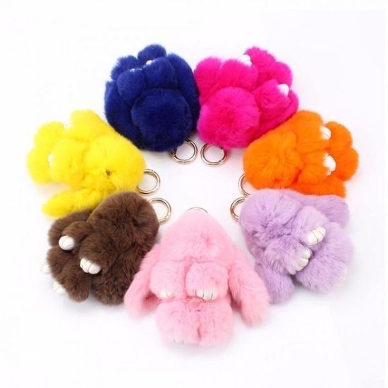 Меховой кролик-брелок в ассортименте