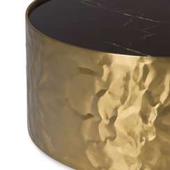 Кофейный столик Mercury Ø80х37 см, золотистый металл, черная керамика