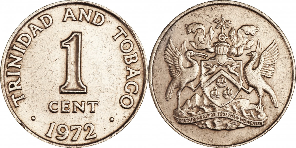 Тринидад и Тобаго 1 цент, 1966 - 1973 Герб XF