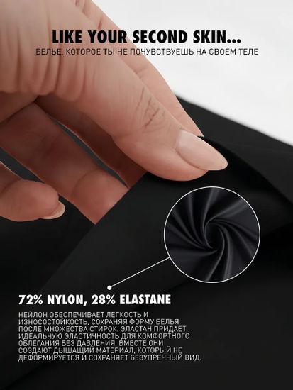 Женские трусы бесшовные спорт (1шт) Atlantic LS-001, нейлон/эластан,черный