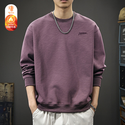 Мужская толстовка с вышивкой, зима, свободного кроя, с круглым вырезом, длинными рукавами, модная, осень-зима