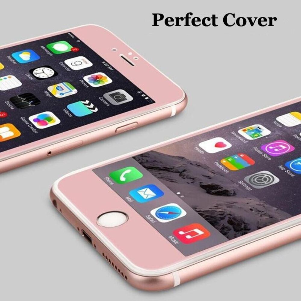 Защитное стекло цветное iPhone 6 Pink Front