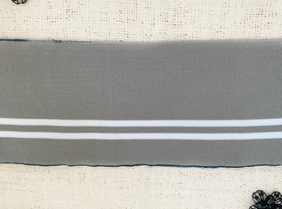 Подвязы трикотажные, ш. 14 см, L 123 см, светлый серый с белым