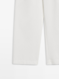 Massimo Dutti Хлопковые брюки с вытачками, белый