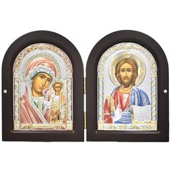 Складень с иконами Казанской Божией Матери и Спасителя. 15 x 20 см