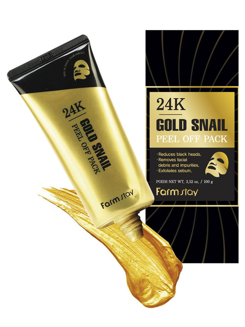 FarmStay. Маска-пленка с коллоидным золотом и муцином улитки 24K Gold Snail Peel Off Pack