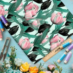 Ткань премиум Оксфорд 600D чередующиеся тюльпаны