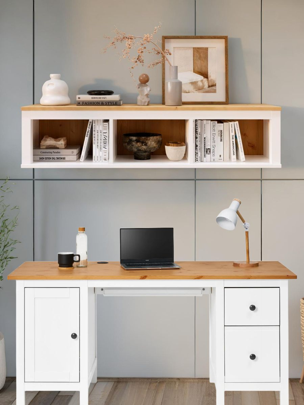 IKEA Полка настенная HEMNES,148*37*34, из массива сосны, белый, КЫМОР (ХЕМНЭС ИКЕА)