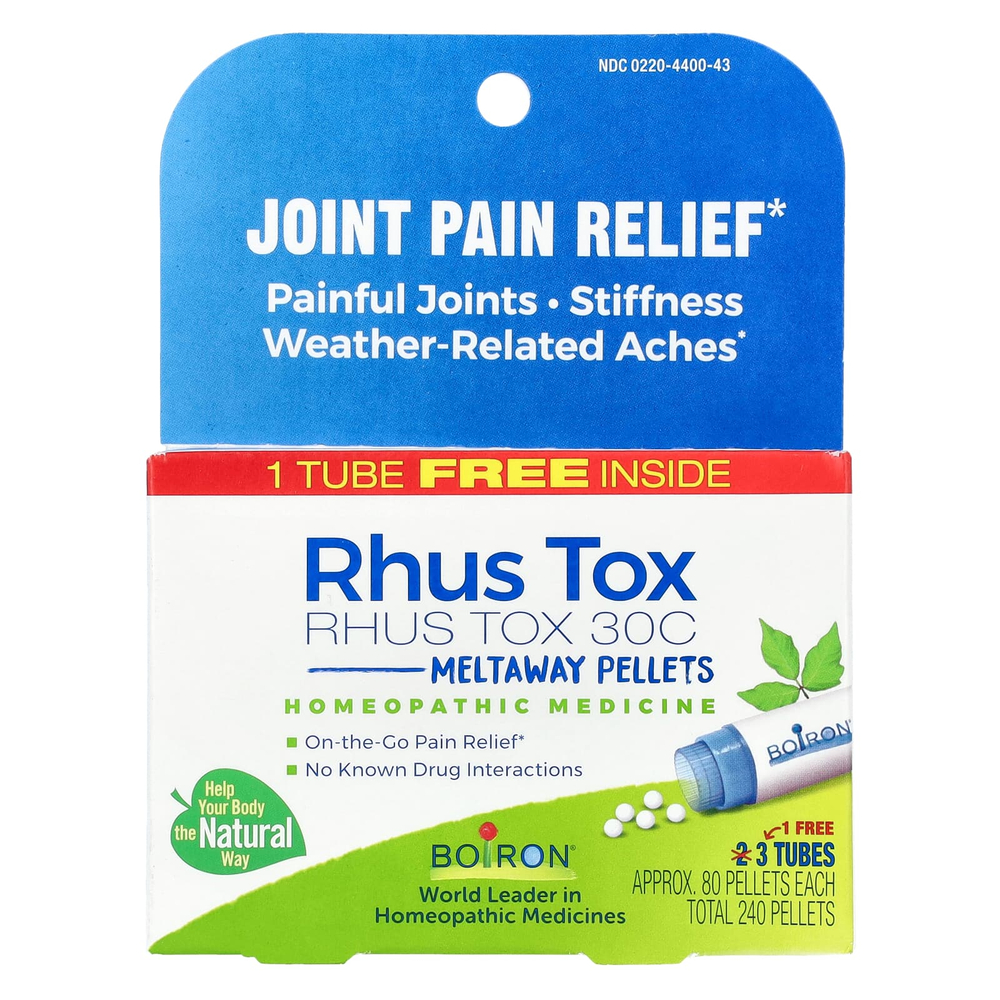 Boiron, Rhus Tox, 30C, 3 тюбика, 80 гранул в каждой