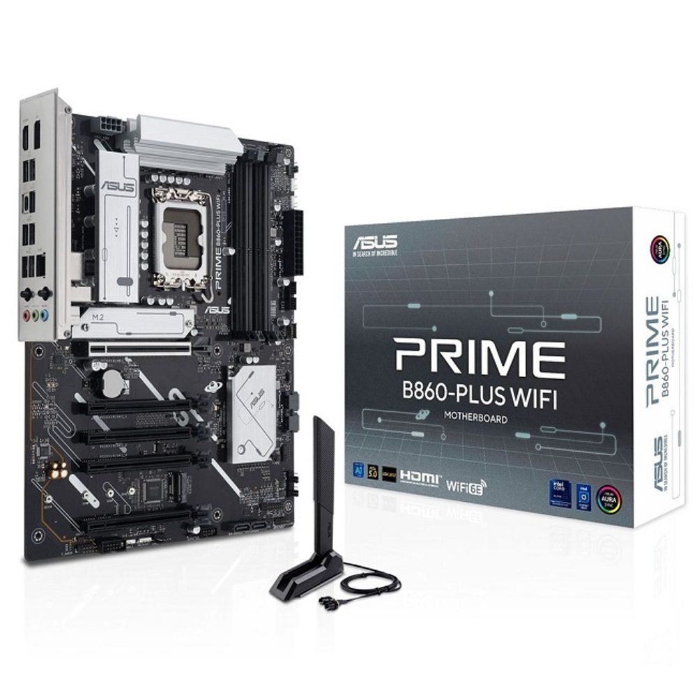 Материнская плата ASUS PRIME B860-PLUS WIFI (LGA1851/B860/4xDDR5/5xPCI-Ex16/2xM.2/Wi-Fi/BT/SB7.1/GLAN/HDMI/DP/ATX)