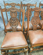 Комплект старинных стульев с кожей 6 шт