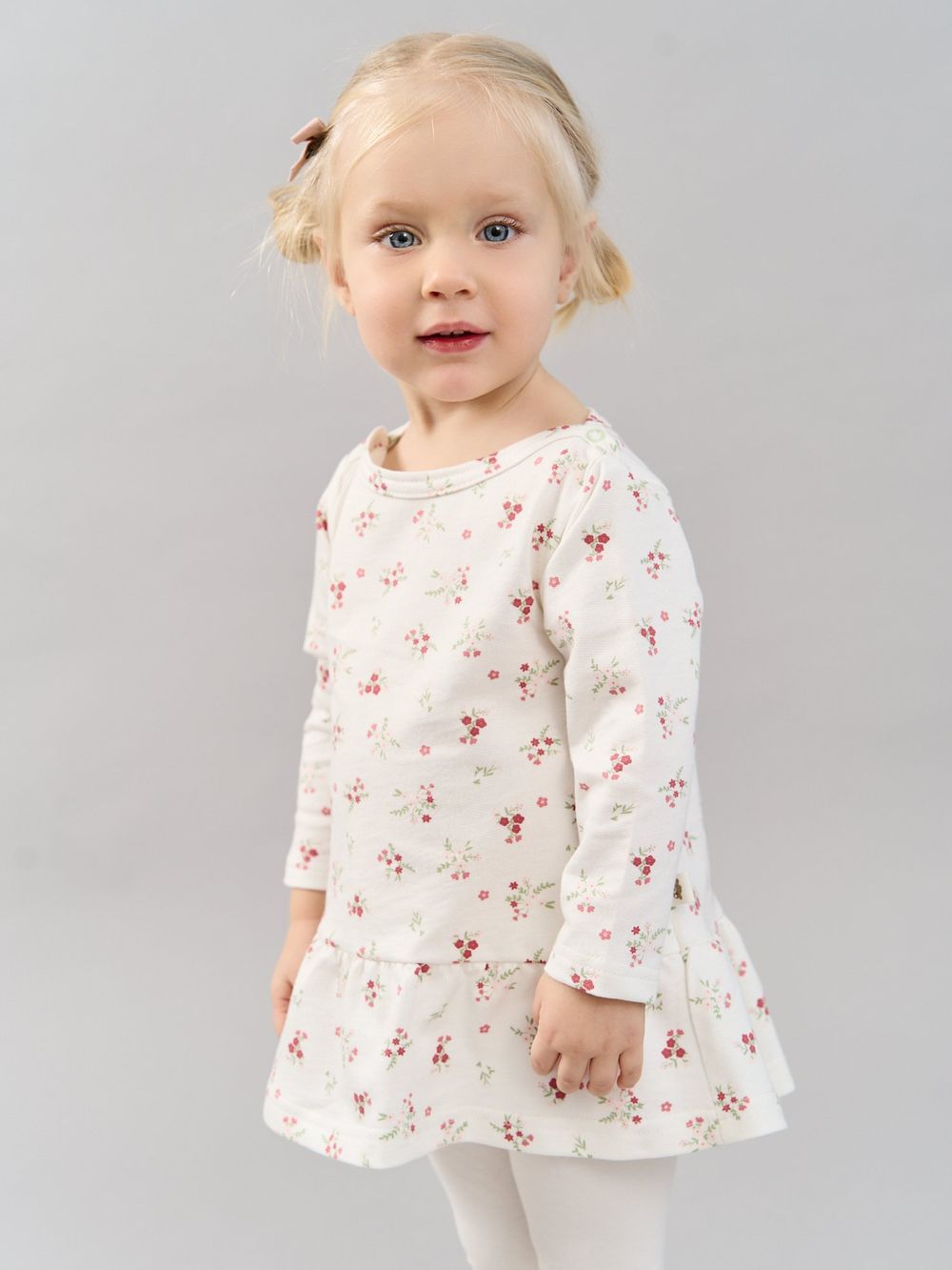 Платье туника с рюшей "Цветы" 0+