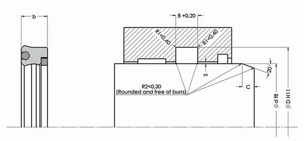 A152-100/2 PU U-образное штоковое уплотнение для тяжёлых условий эксплуатации 100-120-13,5/14,5
