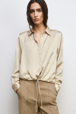 ZARA АТЛАСНАЯ РУБАШКА ZW WOMAN, ЭКРЮ