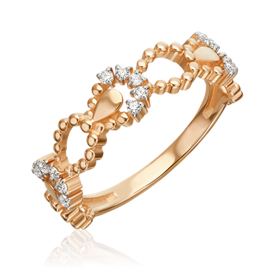 Кольцо из красного золота с фианитами