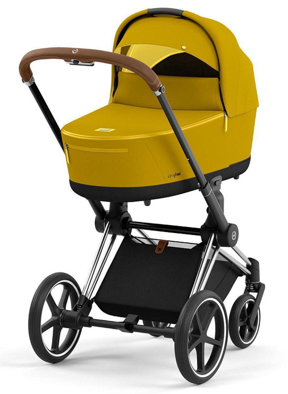 Коляска для новорожденных Cybex Priam IV Chrome Brown Mustard Yellow