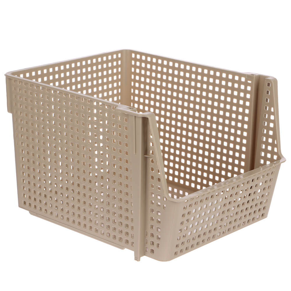 Корзинка для хранения Лофт10л штабелируемая серый, латте