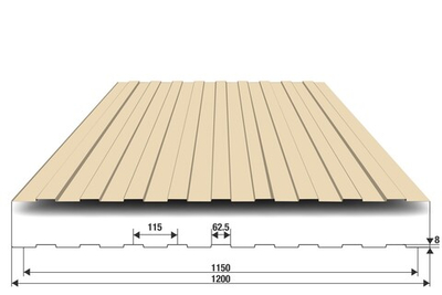 Профнастил С8-0.4 мм 1200х1700мм