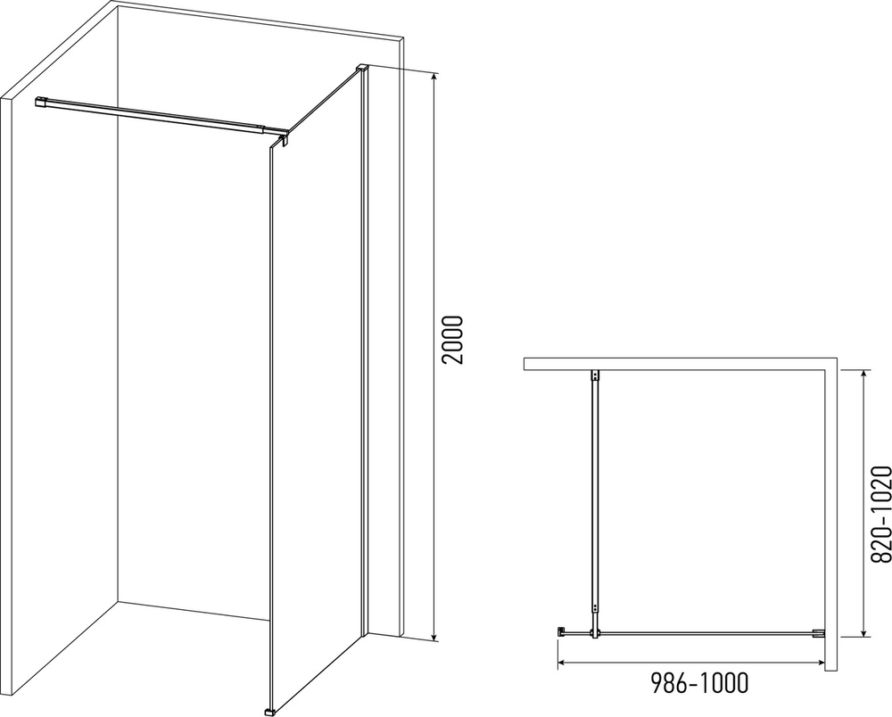 Перегородка 1000x2000mm AB29100S4