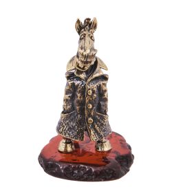 AM-4160 Фигурка «Конь в пальто» (латунь, янтарь)