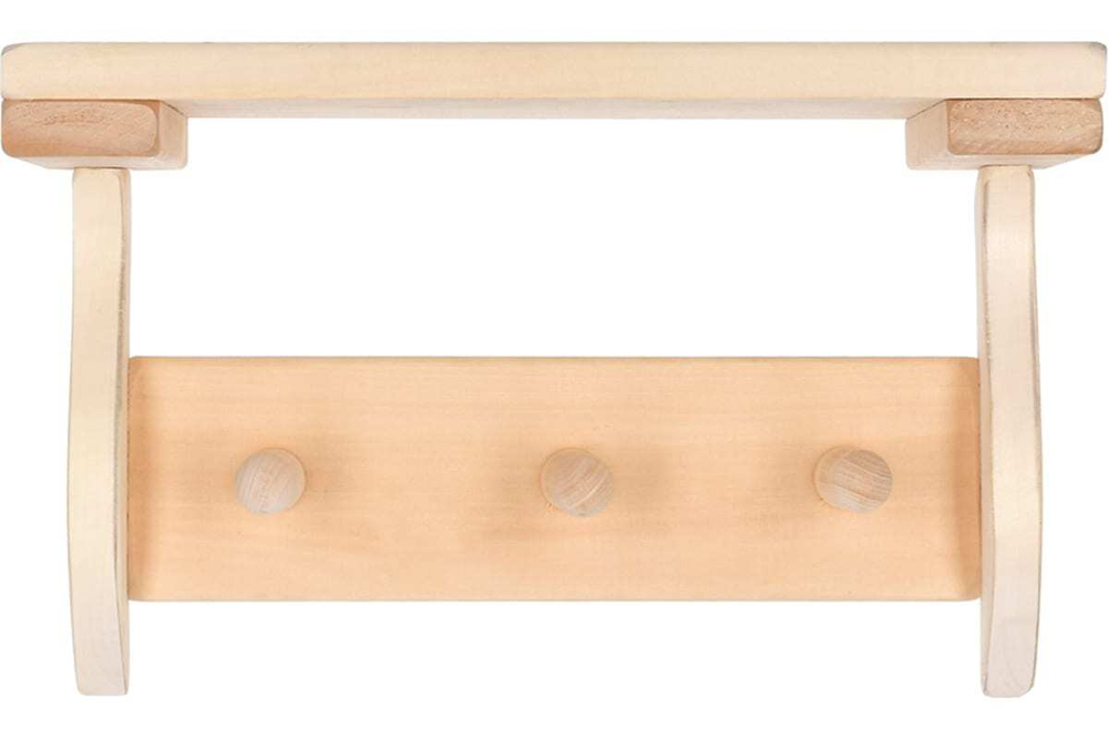 ПОЛКА С ВЕШАЛКОЙ БАННЫЕ ШТУЧКИ 3 РОЖКА 29Х18Х14СМ 32414